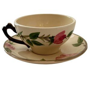 Vintage Franciscan Flat Tea Cups & Saucer Set Desert Rose England Backstamp